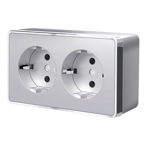 Розетка двойная с заземлением Werkel Gallant серебряный W5072106 4690389167188 