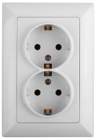  - Розетка двойная ЭРА Intro Solo Schuko 2X2P+E 16A 250V белый 4-205-01 Б0043333