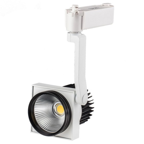 Светодиодный светильник LGD-536BWH 30W White (Arlight, IP20 Металл, 3 года) Подвесной светильник для треков/шин 2 провода. Светодиод CREE 30W, цвет БЕЛЫЙ 5000K, св.поток 2155-2465 лм, угол 24°. Белый корпус, черная рамка и радиатор. Мощность 30Вт, питание AC110-240V. Максимальные габариты HxLxW: 295х135х145 мм