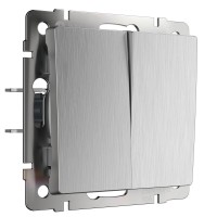Выключатель Werkel двухклавишный серебряный рифленый WL09-SW-2G 4690389085147