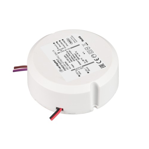 Блок питания ARJ-KE-42700-PFC-DALI-R (30W, 9-42V, 0.7A) (Arlight, IP20 Пластик, 3 года) Диммируемый источник тока по протоколу DALI 2.0 с гальванической развязкой для светильников и мощных светодиодов. Входное напряжение 220-240 VAC. Выходные параметры: 9-42 В, 700 mА, 30 Вт. Встроенный PFC >0,95. Негерметичный пластиковый корпус IP 20. Габаритные размеры диаметр в окружности Ø80 мм, высота 30 мм. Гарантийный срок 3 года.