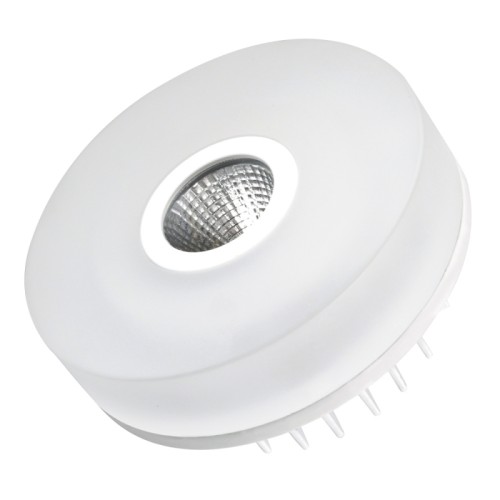 Светильник LTD-80R-Opal-Roll 2x3W White (Arlight, IP40 Пластик, 3 года) Встраиваемый светильник цилиндр, направленное + рассеянное свечение, 2x3Вт, корпус белый алюминий + матовый акрил. Цвет БЕЛЫЙ 6000K, св.поток 480лм, CRI(Ra)>80, угол 24° + 120°. Размер Ф80x45мм, установка в отверстие Ф65мм. Питание 110-240VAC, 6Вт, 300mA 18-22V, драйвер в комплекте.