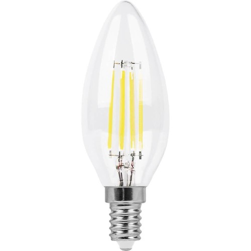 Лампа светодиодная филаментная Feron E14 9W 2700K Свеча Прозрачная LB-73 25956 