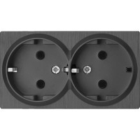  - Розетка двойная с заземлением Werkel Gallant графит рифленый WL04-SKG-02-IP20 4690389145995