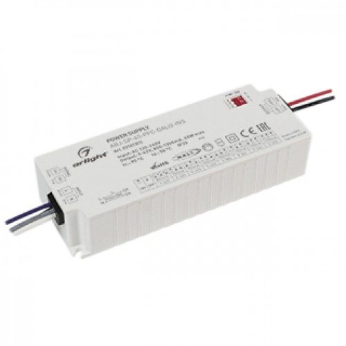 Блок питания ARJ-SP-40-PFC-DALI2-INS (40W, 9-47V, 0.85-1.2A) (Arlight, IP20 Пластик, 5 лет) Диммируемый источник тока по протоколу DALI 2.0 с гальванической развязкой для светильников и мощных светодиодов. Входное напряжение 120-277 VAC. Выходные параметры: 9-47 V - 850 mА, 9-44V - 90mA, 9-42V - 950mA, 9-40V - 1000mA, 9-38V - 1050mA, 9-36V - 1100mA, 9-34V - 1150mA, 9-33V - 1200mA (дип-переключатель на корпусе), макс. мощность 40W. Встроенный PFC >0.97. Негерметичный пластиковый корпус IP 20. Габаритные размеры длина 121 мм, ширина 44 мм, высота 27 мм. Гарантийный срок 5 лет.
