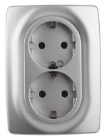  - Розетка ЭРА 12 2x2P E Schuko со шторками 16A 250V 12-2108-03 Б0036444
