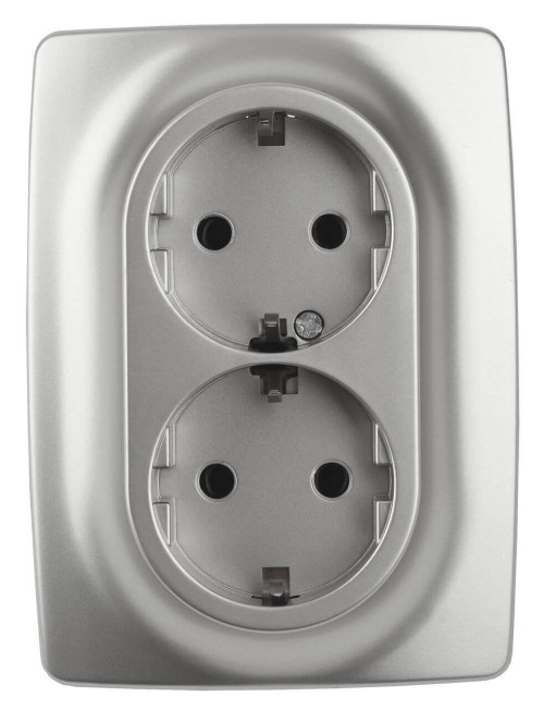 Розетка ЭРА 12 2x2P E Schuko со шторками 16A 250V 12-2108-03 Б0036444 