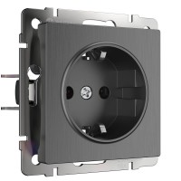  - Розетка Werkel с заземлением графит рифленый WL04-SKG-01-IP20 4690389145988