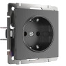 Розетка Werkel с заземлением графит рифленый WL04-SKG-01-IP20 4690389145988 - Розетка Werkel с заземлением графит рифленый WL04-SKG-01-IP20 4690389145988