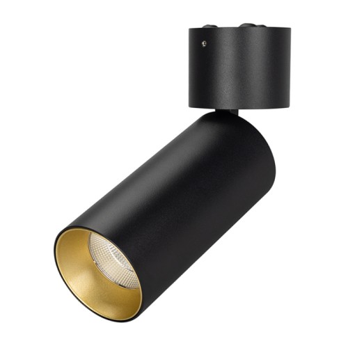 Светильник SP-POLO-SURFACE-FLAP-R65-8W Day4000 (BK-GD, 40 deg) (Arlight, IP20 Металл, 3 года) Накладной светильник 8Вт, черный круглый корпус, цветная вставка, металл.
Цвет свечения ДНЕВНОЙ 4000K, св.поток 570лм, CRI(Ra)>80, угол 40°. Размер DxH Ø65x200мм, встроенный драйвер PRI:220-240VAC, SEC:DC 200mA 30-43V 8Вт.