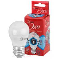  - Лампа светодиодная ЭРА E27 8W 4000K матовая LED P45-8W-840-E27 R Б0049645