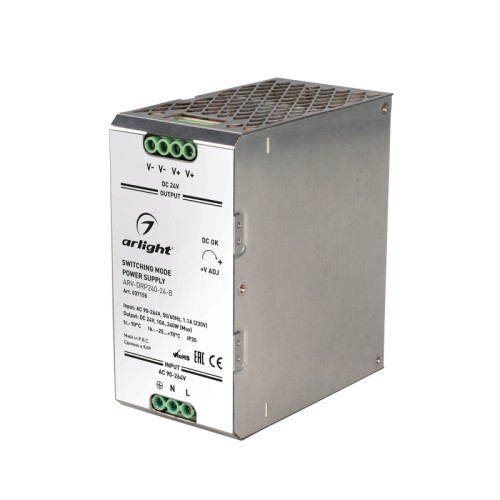 Блок питания ARV-DRP240-24-B (24V, 10A, 240W, PFC) (Arlight, IP20 Металл, 5 лет) 