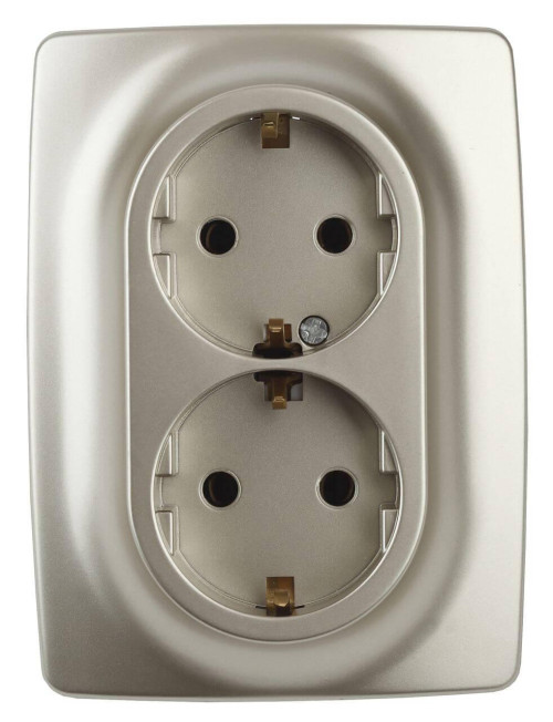 Розетка ЭРА 12 2x2P E Schuko со шторками 16A 250V 12-2108-04 Б0036445 