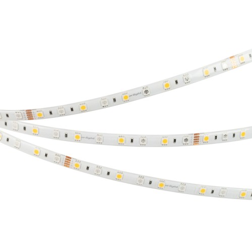 Лента RTW-SE-B60-10mm 24V RGBW-Warm (14.4 W/m, IP65, 5060, 5m) (Arlight, Открытый) Светодиодная лента RTW-SE-B60, герметичная IP65 (SE-силиконовый верхний слой). Светодиоды 5060, 60 шт/м (300 шт на 5 м), белая плата, ширина 10 мм, скотч 3M. Цвет RGB + ТЕПЛЫЙ 3000 K , цветопередача CRI>85 , угол 120°. Питание 24V, мощность 14.4 Вт/м (72 Вт на 5 м). Размеры 5000x10x2.2 мм. Мин.отрезок 166.67 мм, 10 светодиодов. Цена за 1 м.