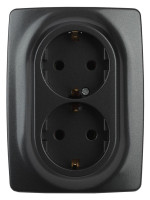  - Розетка ЭРА 12 2x2P E Schuko со шторками 16A 250V 12-2108-05 Б0036446