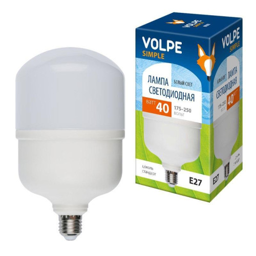 Лампа LED сверхмощная Volpe E27 40W 4000K матовая LED-M80-40W/NW/E27/FR/S UL-00002905 