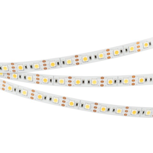 Лента RT-B60-12mm 12V White-MIX (14.4 W/m, IP20, 5060, 5m) (Arlight, Изменяемая ЦТ) Светодиодная лента RT-B60, открытая. Светодиоды 5060, 60 шт/м (300 шт на 5 м), белая плата, ширина 12 мм, скотч 3M. Цвет MIX БЕЛЫЙ 6000 K + ТЕПЛЫЙ 2700 K, цветопередача CRI>85, угол 120°. Питание 12 В, мощность 14.4 Вт/м (72 Вт на 5 м). Размеры 5000x12x2.2 мм. Мин. отрезок 33.33 мм, 2 светодиода. Цена за 1 м.