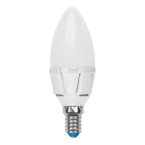 Лампа светодиодная диммируемая Uniel E14 6W 3000K матовая LED-C37-6W/WW/E14/FR/DIM PLP01WH UL-00000690 