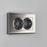  - Розетка двойная с заземлением Werkel глянцевый никель WL02-SKG-02-IP20 4690389147067