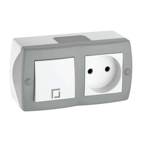 Выключатель - розетка Mono Electric Octans IP20 одноклавишный - 2К бело-серый 104-020001-185 