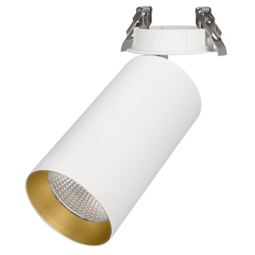 Светильник SP-POLO-BUILT-R95-25W White5000 (WH-GD, 40 deg) (Arlight, IP20 Металл, 3 года) Встраиваемый откидной светильник 25Вт, белый круглый корпус, цветная вставка, металл.
Цвет свечения БЕЛЫЙ 5000K, св.поток 2530лм, CRI(Ra)>80, угол 40°. Размер DxH Ø100x220мм, отверстие для установки Ø90мм. Встроенный драйвер PRI:220-240VAC, SEC:DC 600mA 30-43V 25Вт.