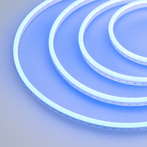 Гибкий неон GALAXY-1206-5000CFS-2835-100 12V Blue (12x6mm, 12W, IP67) (Arlight, 12 Вт/м, IP67) Гибкий неон GALAXY в силиконовой оболочке. Светодиоды SMD2835, 100 шт-м, цвет СИНИЙ. Сечение 12х6 мм, горизонтальный (боковой) изгиб, IP67, шаг резки 10 мм, мощность 12 Вт-м, напряжение питания DC 12V. Укомплектован заглушками и 30см проводом питания. Рекомендуется провести дополнительную герметизацию заглушек.