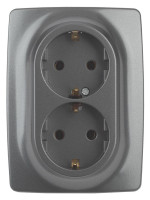  - Розетка ЭРА 12 2x2P E Schuko со шторками 16A 250V 12-2108-12 Б0036448