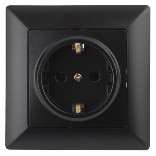 Розетка двойная ЭРА Intro Solo Schuko 2X2P+E 16A 250V со шторками антрацит 4-206-05 Б0043344 