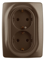  - Розетка ЭРА 12 2x2P E Schuko со шторками 16A 250V 12-2108-13 Б0036449