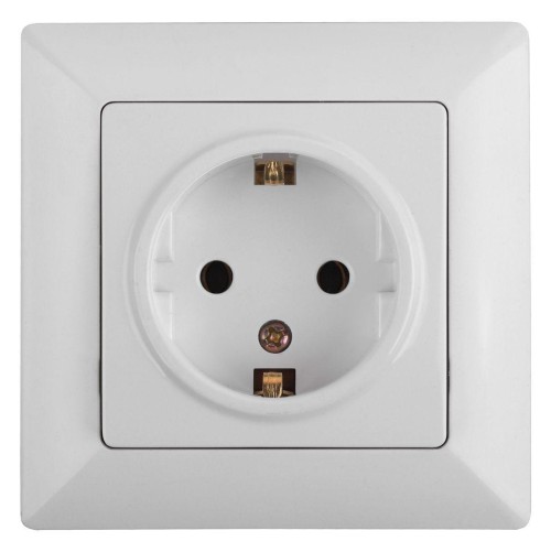 Розетка двойная ЭРА Intro Solo Schuko 2X2P+E 16A 250V со шторками белый 4-206-01 Б0043340 