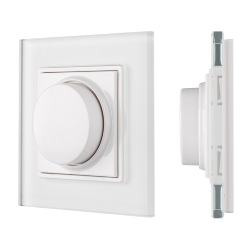 Панель Rotary SR-2835CCT-RF-IN White (3V, MIX) (Arlight, IP20 Пластик, 3 года) Накладная поворотная панель на стену для с/д MIX-лент. Цвет белый. Управление по радиоканалу. Питание - 3V батарея CR2430. Работает вместе с контроллером SR-1009x. Размеры 86х86х27 мм