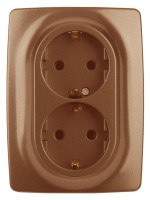  - Розетка ЭРА 12 2x2P E Schuko со шторками 16A 250V 12-2108-14 Б0036450