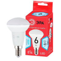  - Лампа светодиодная ЭРА E14 6W 4000K матовая LED R50-6W-840-E14 R Б0050700