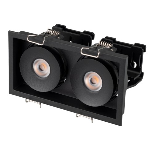 Светильник CL-SNODO-LUM-S148x80-2x9W Warm3000 (BK, 45 deg) (Arlight, IP20 Металл, 3 года) Встраиваемый поворотный светильник для потолка. Мощность 2x9W, цвет ТЕПЛЫЙ 3000K, св.поток 1260лм, угол 45°, RA>90. Корпус прямоугольный черный. Питание AC180-240V. Размеры LxWxH 148x80x90мм. Установка в отверстие 140x70мм. Драйвер в комплекте 2 шт (30-45V, 220mA).