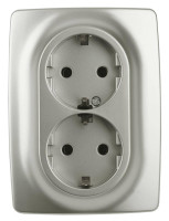  - Розетка ЭРА 12 2x2P E Schuko со шторками 16A 250V 12-2108-15 Б0036451