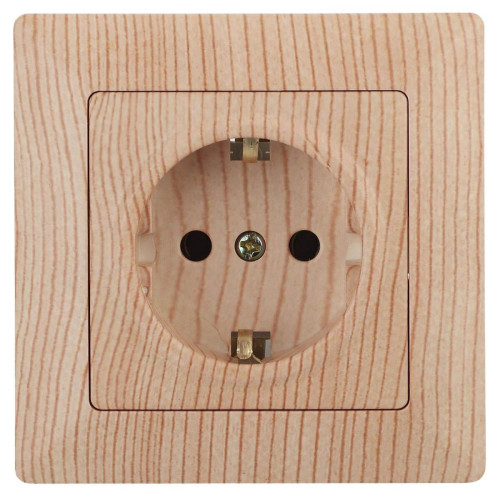 Розетка двойная ЭРА Intro Solo Schuko 2X2P+E 16A 250V со шторками дерево 4-206-11 Б0043346 