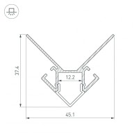  - Профиль ARH-DECORE-S12-EXT-2000 ANOD внешний (Arlight, Алюминий)