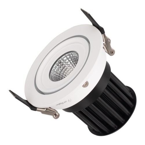 Светодиодный светильник LTD-95WH 9W Warm White 45deg (Arlight, IP40 Металл, 3 года) Встраиваемый круглый светильник с наклоняемой осью, угол наклона оси ~30°, угол свечения 45° / 9Вт / ТЕПЛЫЙ БЕЛЫЙ 3000K / светодиод 1x9W CITIZEN / 672 лм. Белая лицевая панель. Питание AC230V (драйвер в к-те 220mA 30-45V). Размеры DxH: 109х102мм, отверстие для установки 95мм.