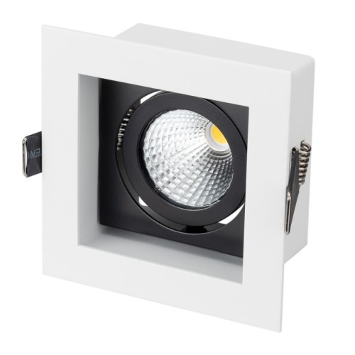 Светильник CL-SNODO-LUM-S102x102-9W Warm3000 (WH-BK, 38 deg) (Arlight, IP20 Металл, 3 года) Встраиваемый карданный светильник. Угол 38° / 9Вт / ТЕПЛЫЙ БЕЛЫЙ 3000K / 680лм, CRI>80. Корпус из белого алюминия с черными вставками. Питание AC180-240V, 9Вт, в комплекте драйвер 200mA 30-45V. Размеры LxWxH: 102х102x85мм, отверстие для установки 85x85мм.