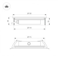  - Светильник ART-GROUND-SLIM-R130-9W Warm3000 (SL, 30 deg, 24V) (Arlight, IP67 Металл, 3 года)