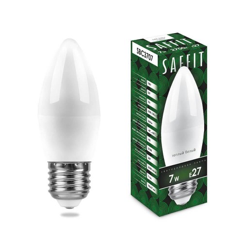 Лампа светодиодная Saffit E27 7W 2700K Свеча Матовая SBC3707 55032 