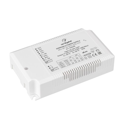 Блок питания ARJ-SP-40-PFC-DT8-ССT (40W, 9-42V, 0.5-0.8А) (Arlight, IP20 Пластик, 5 лет) 