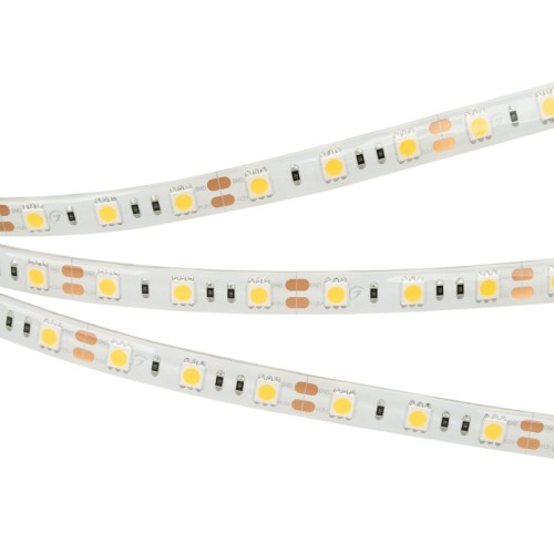 Лента герметичная RTW-SE-B60-10mm 12V Day4000 (14.4 W/m, IP65, 5060, 5m) (Arlight, 14.4 Вт/м, IP65) Гибкая лента LUX, герметичная IP65 (силикон сверху), светодиоды smd 5060, 60шт/м (300шт на 5м), скотч 3М. Цвет ДНЕВНОЙ 3700-4300K. Питание 12V, мощность 14.4 Вт/м (72 Вт на 5м), угол 120°, цветопередача CRI>85. Размеры 5000х10x2.7мм. Мин.отрезок 50мм, 3шт светодиода. Пакет 5м. Цена за 1м.