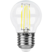  - Лампа светодиодная филаментная Feron E27 5W 4000K Шар Прозрачная LB-61 25582