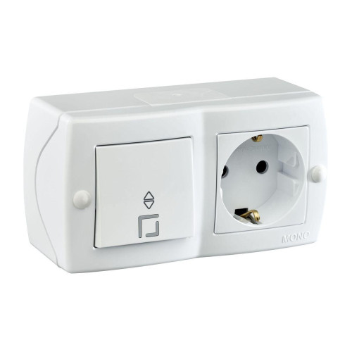 Выключатель - розетка Mono Electric Octans IP20 одноклавишный проходной - 2К+З белый 104-010101-186 
