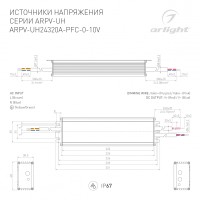  - Блок питания ARPV-UH24320A-PFC-0-10V (24V, 13.3A, 320W) (Arlight, IP67 Металл, 7 лет)