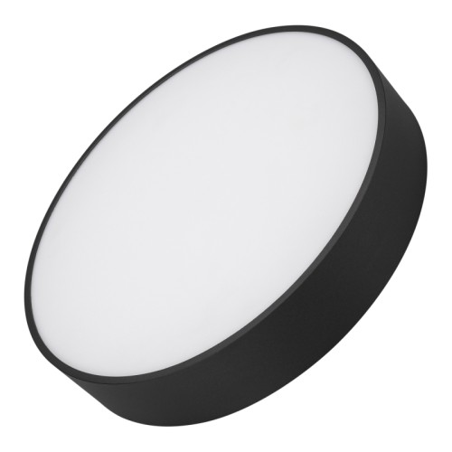 Светильник SP-RONDO-R350-30W Day4000 (BK, 120 deg, 230V) (Arlight, IP40 Металл, 3 года) Накладной светильник. Мощность 30 Вт, св. поток 2500 лм, 85 лм/Вт, дневной 4000 K, CRI>90, угол 120°, напряжение питания 230 В. Черный круглый корпус из алюминия, экран PC, степень защиты IP40. Размер: диаметр 350 мм, высота 64 мм. Монтаж накладной. Драйвер 27-42 В, 800 мА, пульсация 