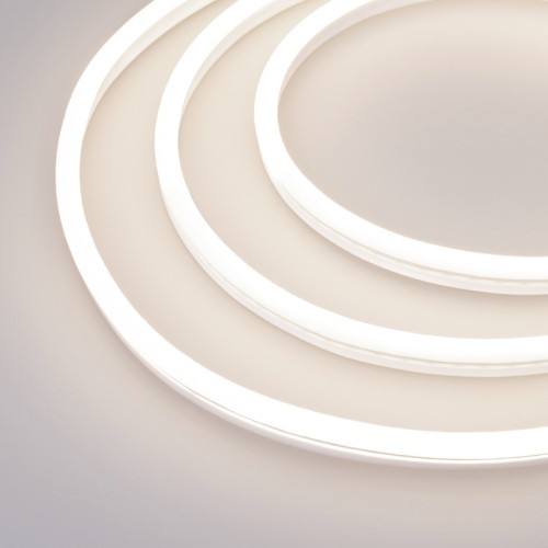 Гибкий неон GALAXY-1608-5000CFS-2835-100 12V Day (16x8mm, 12W, IP67) (Arlight, 12 Вт/м, IP67) Гибкий неон GALAXY в силиконовой оболочке. Светодиоды SMD2835, 100 шт-м, цвет ДНЕВНОЙ БЕЛЫЙ 4000К. Сечение 16х8 мм, горизонтальный (боковой) изгиб, IP67, шаг резки 10 мм, мощность 12 Вт-м, напряжение питания DC 12V. Укомплектован заглушками и 30см проводом питания. Рекомендуется провести дополнительную герметизацию заглушек.