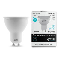  - Лампа светодиодная Gauss GU10 5.5W 4100K матовая 13626