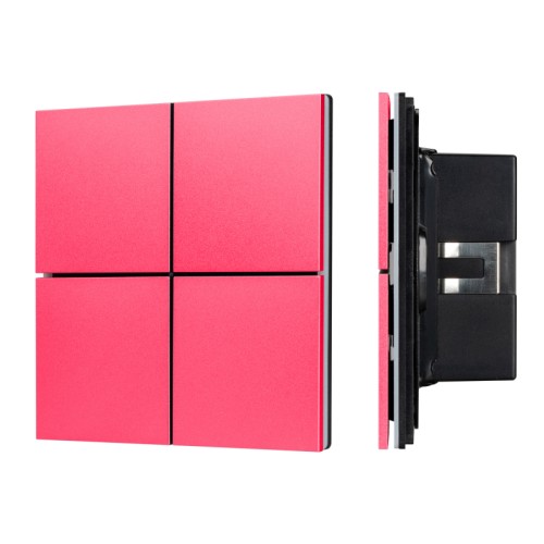 INTELLIGENT ARLIGHT Кнопочная панель KNX-304-23-IN Rose Red (BUS, Frameless) (IARL, IP20 Металл, 2 года) 